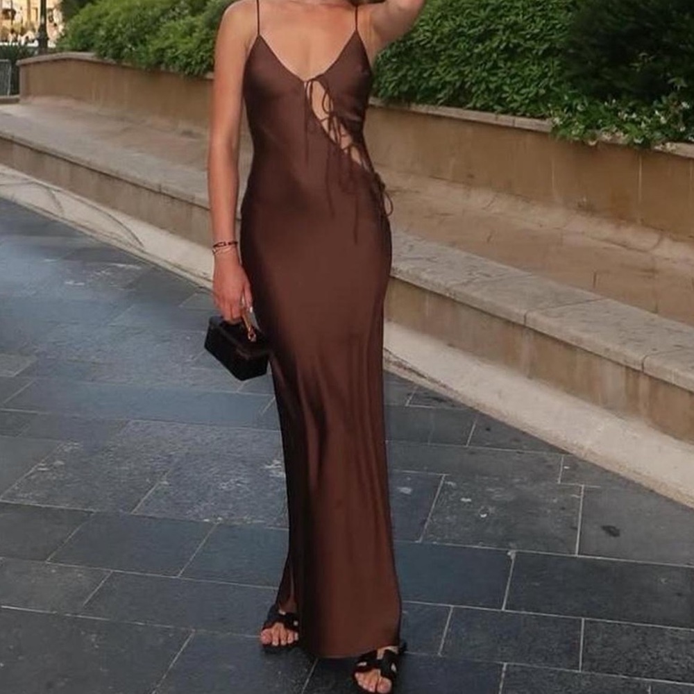 Lioness tie slip Maxi Dress